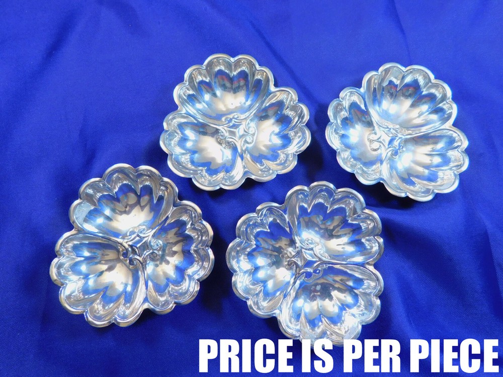 UNKNOWN MAKER TRI SHELL PATTERN STERLING SILVER NUT DISH - EXCELLENT CONDITION K