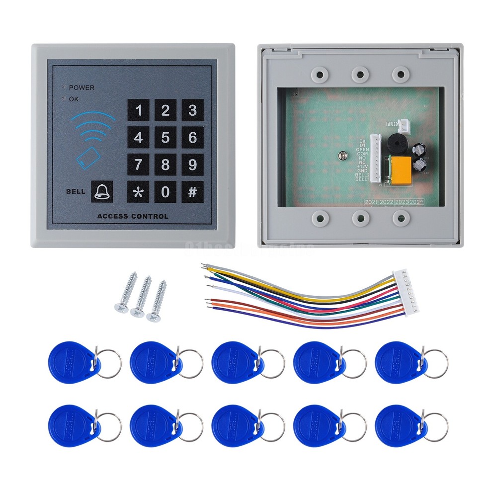 RFID Reader & Password Standalone Door Access Control Keypad+ 10 ID Card keyfobs