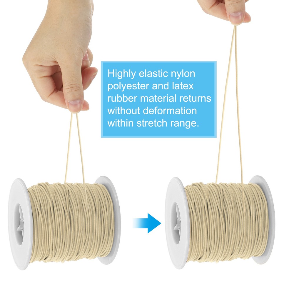 Elastic Cord, 2 mm Stretchy Elastic String 77 Yards Khaki