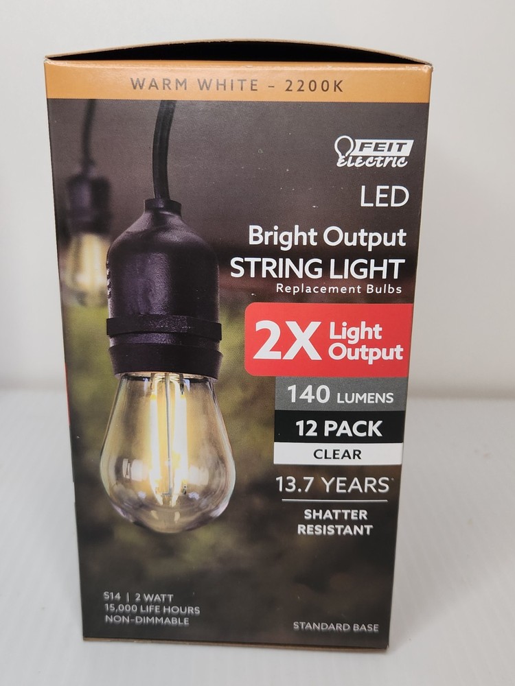 Waterproof S14 LED Light Bulbs Outdoor String Lights Replacement E26 Base 12Pack