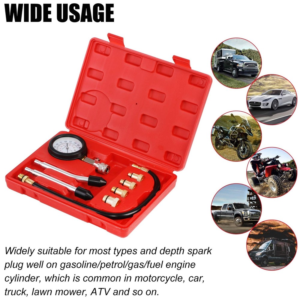 Compression Tester Kit, Small Engine Cylinder Test Pressure Gauge Tool Set fo...