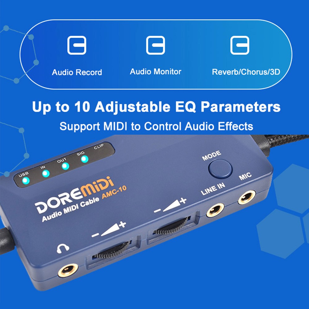 DOREMiDi Audio MIDI Cable USB Converter Five-pin 16 Channels 10 EQ parameters