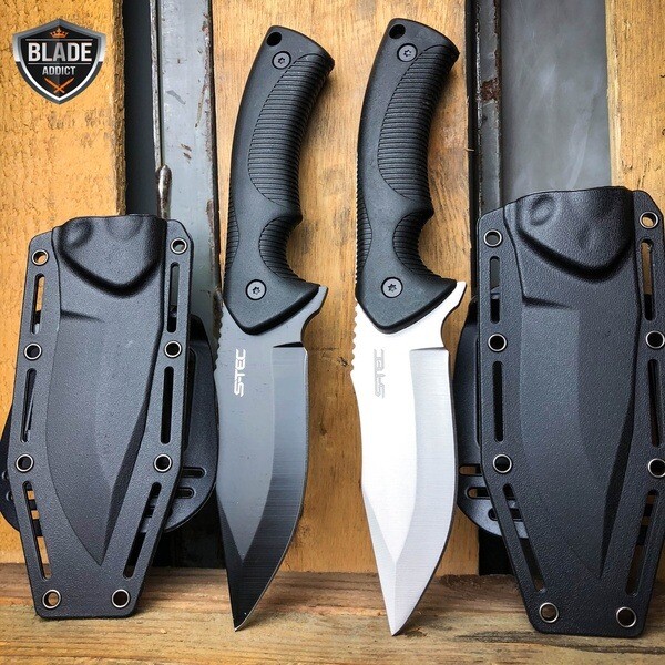 9" Survival Fixed Blade Tactical Hunting Knife with Paddle ABS Belt Loop Holster