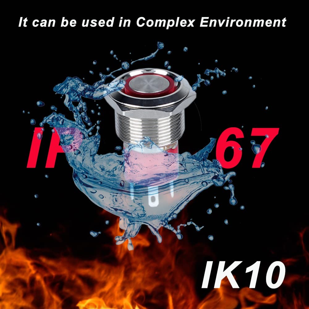 19mm Heavy Duty Latching Metal Push Button Switch Latching, Blue