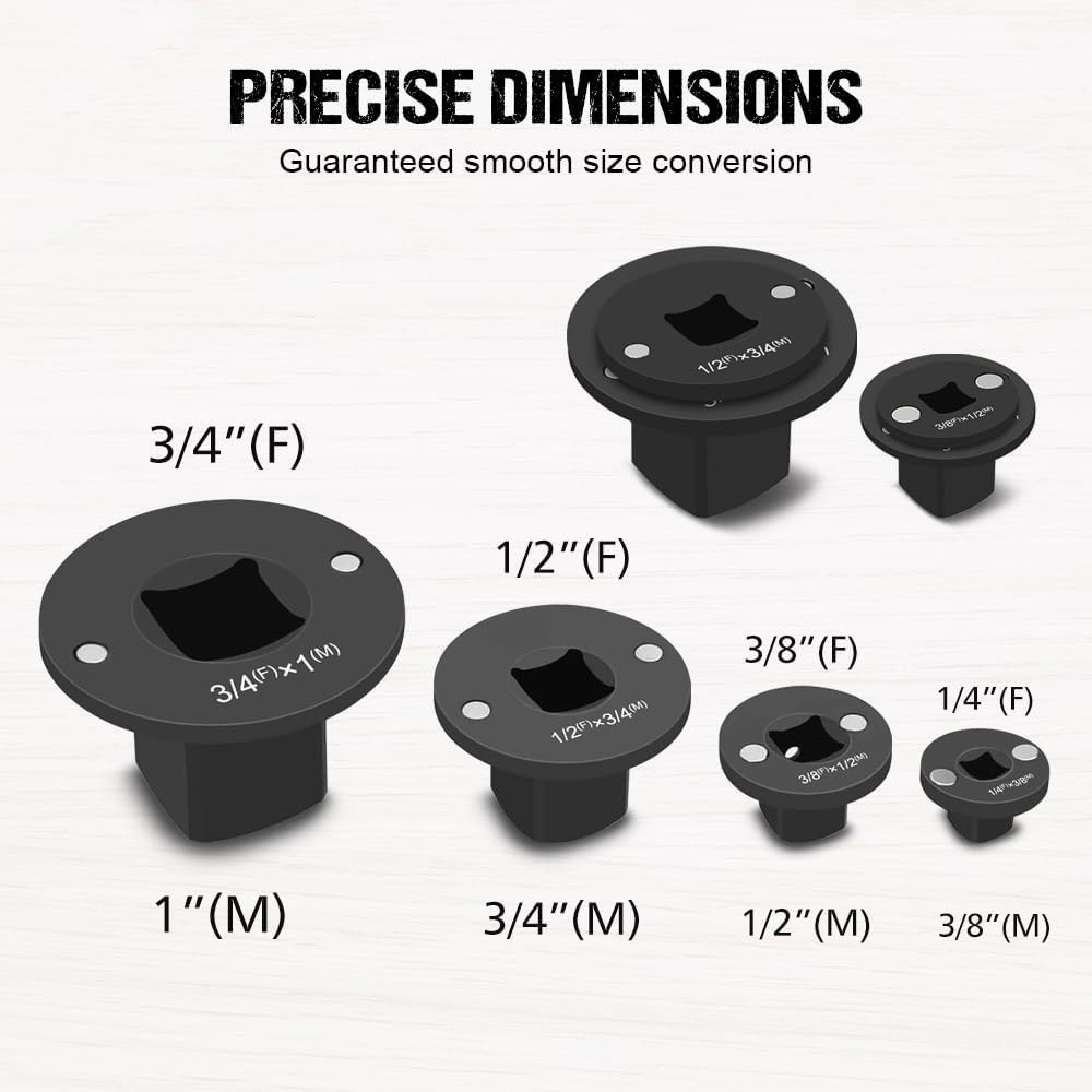 4PCS Low Profile Impact Socket Adapter Set 2025 New Stubby Impact Sockets Set US