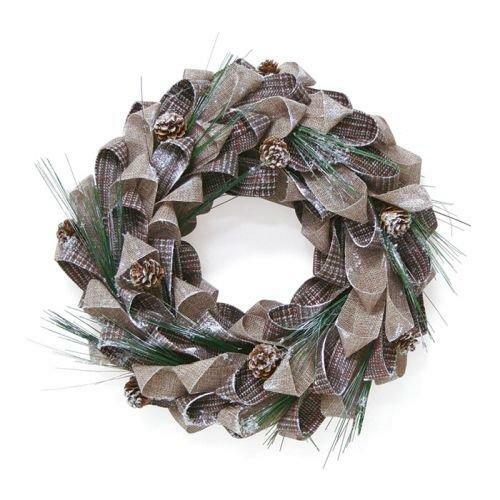 Wreath 15" Brown/Beige Plaid