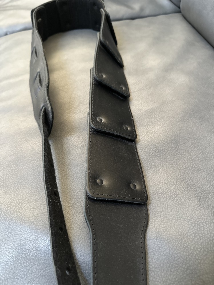 Leather Guitar Strap - Black - 3’ Wide