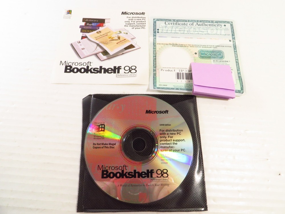 Microsoft Bookshelf 98 Reference Library CD-ROM Windows NT Books, Vintage