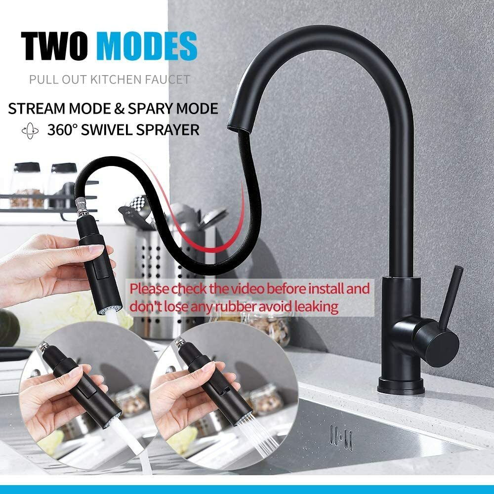 Black Automatic Touch Sensor Kitchen Faucet Pull Out Sprayer with Soap Dispenser