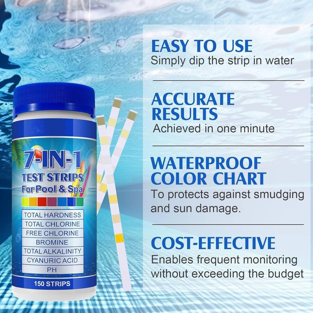 Pool Strips 7-in-1 150Pcs for Pool & Spa Water Testing Kit