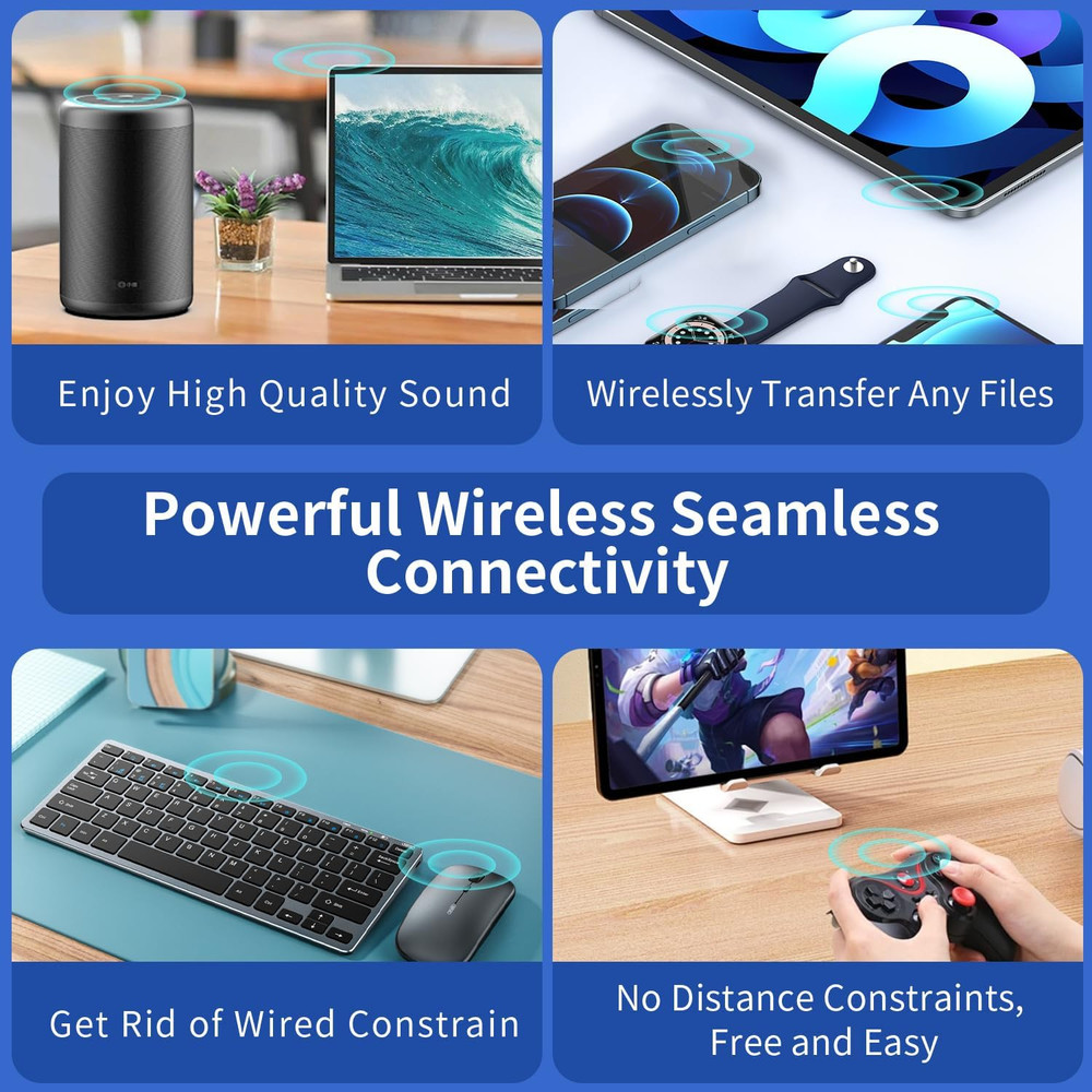 Long Range USB Bluetooth 5.3 Adapter for PC, Wireless Dongle Enhanced Antenna fo