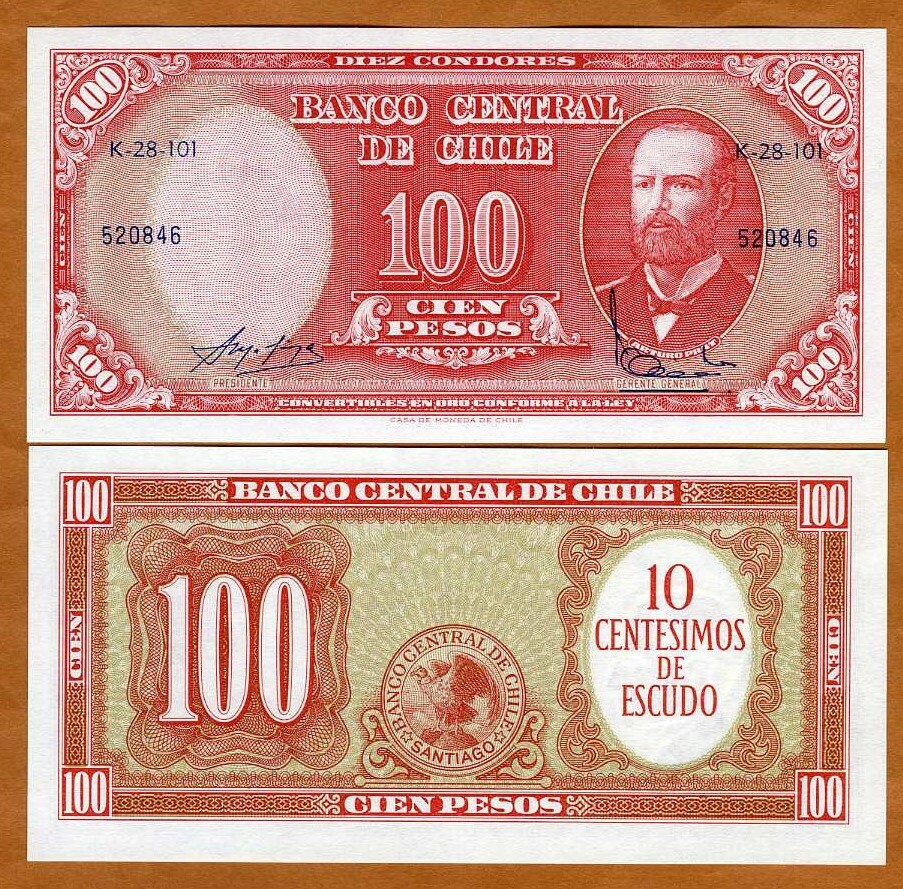 Chile, 10 centesimos ND (1960-1961), P-127a, UNC