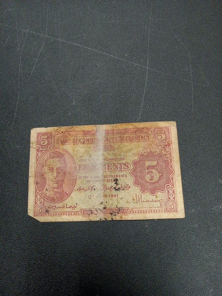 Malaya ; 5 cents 1941, Note A-18