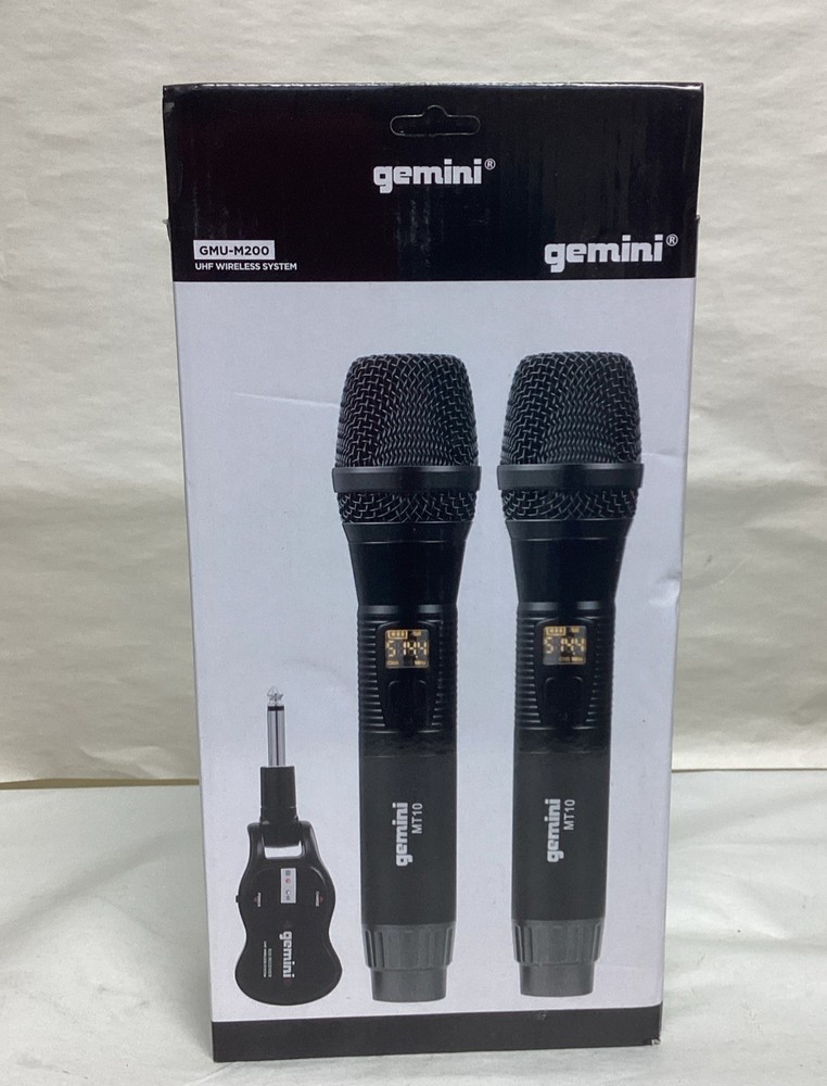 Gemini GMU-M200 Pro Dual Bluetooth Wireless Microphone Handsets w Adapter
