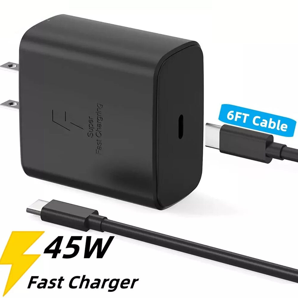 45W Super Fast Wall Charger 6FT Type USB-C Cable For Samsung Galaxy Note S20 S23