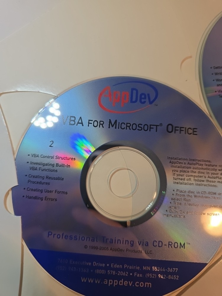 VBA CD Course. App Dev. 5 Cds. 2 Levels. Foundations And Solutions