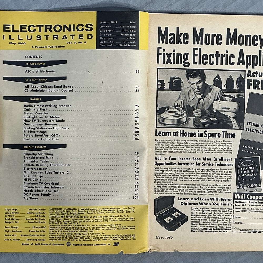 Electronics Illustrated Magazine May 1960 Vintage