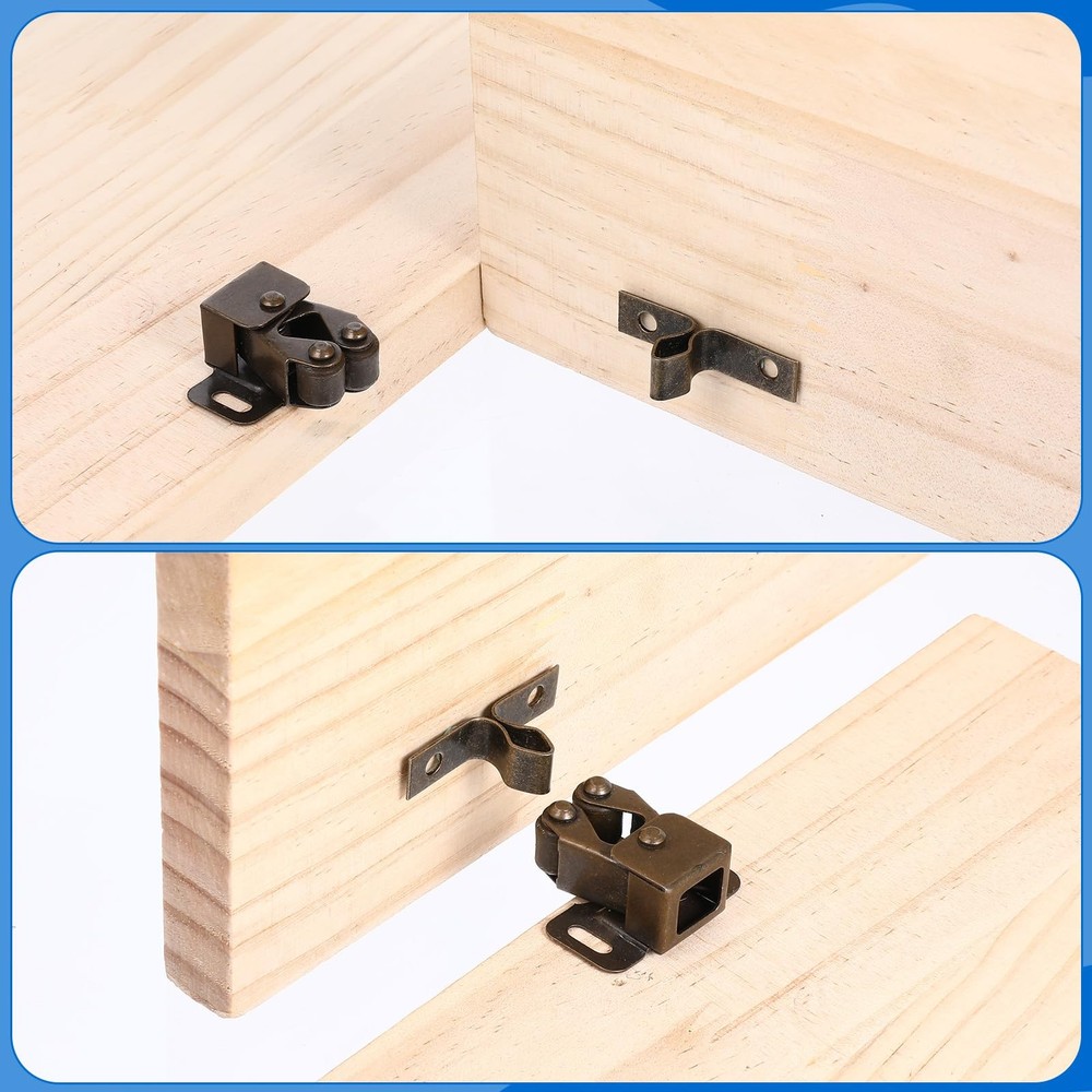 4 Pack Double Roller Catch with Spear Strike Cabinet Closet Doors Roller Catch