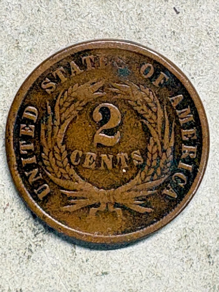 1864 Two Cent Piece Large Motto VF