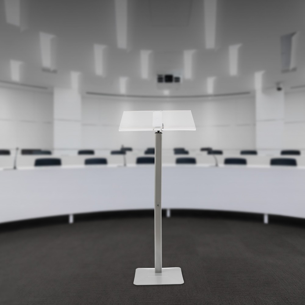 30-90° Adjustable Hostess Stand, Single-post Lectern, Acrylic Speaking Podium