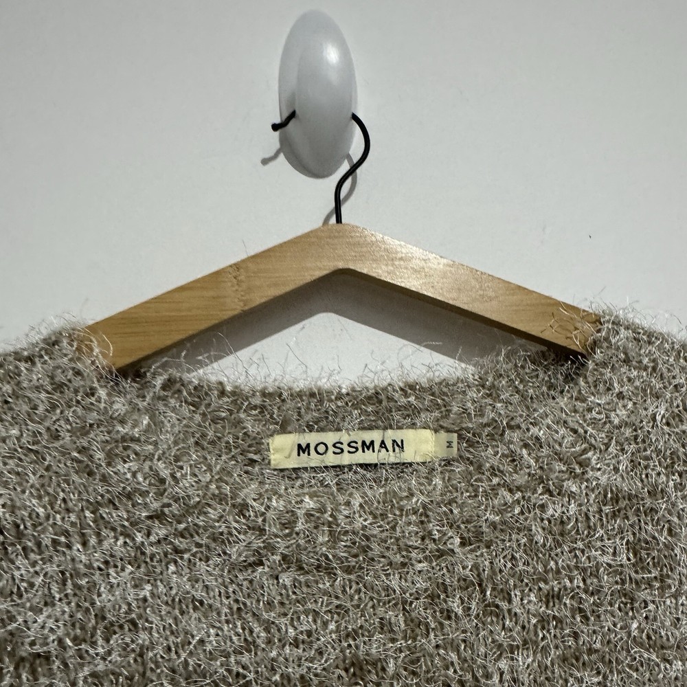 MOSSMAN Womens Textured Fuzzy Sweater Pullover Multicoloured Size M Oatmeal