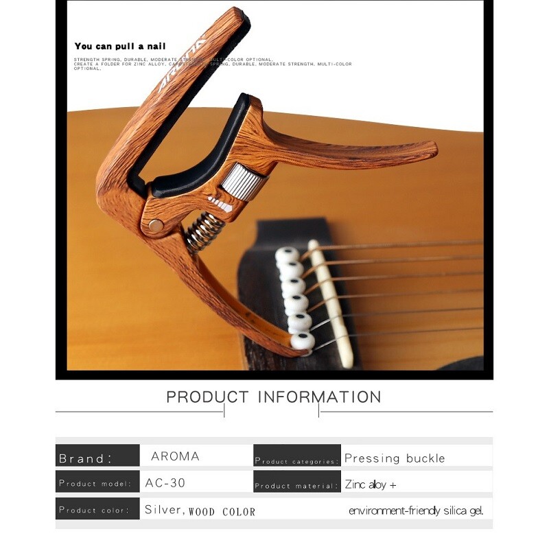 Guitar Capo Adjustable Tension Built-in Bridge Pin Puller