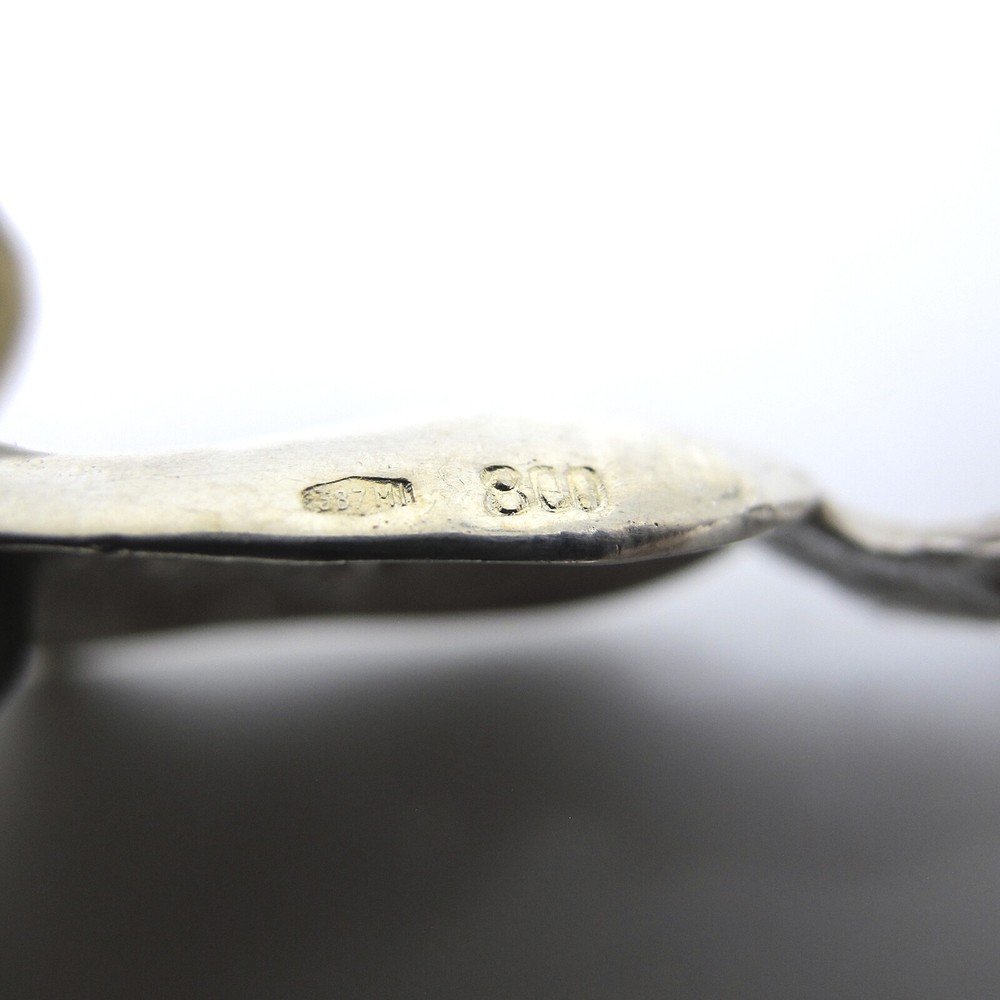 ITALIAN 800 Silver Tea Caddy Spoon Scoop with Figural Grape Vine Handle