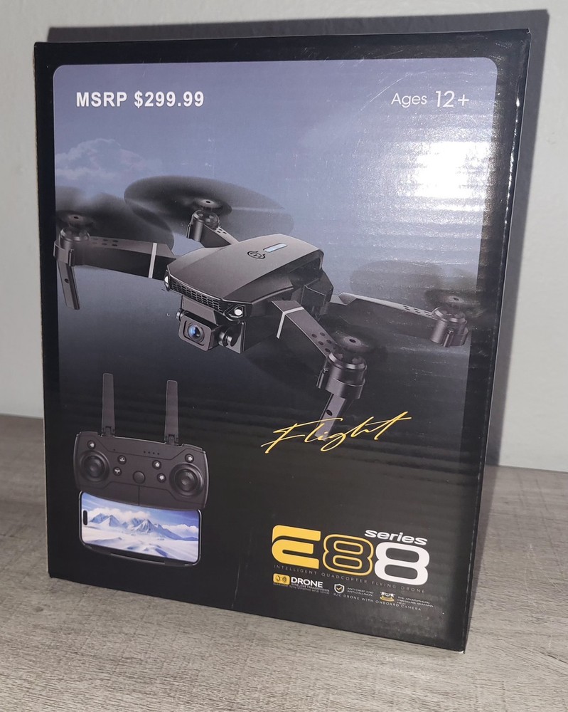 Series E88 Gray Flight Drone Foldable Dual Camera Photo & Video LED Light NEW