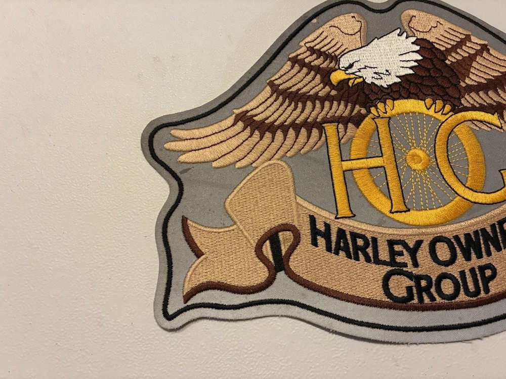 Large 11” Silver Reflective Harley Davidson Owners Group Patch HOG Eagle Jacket
