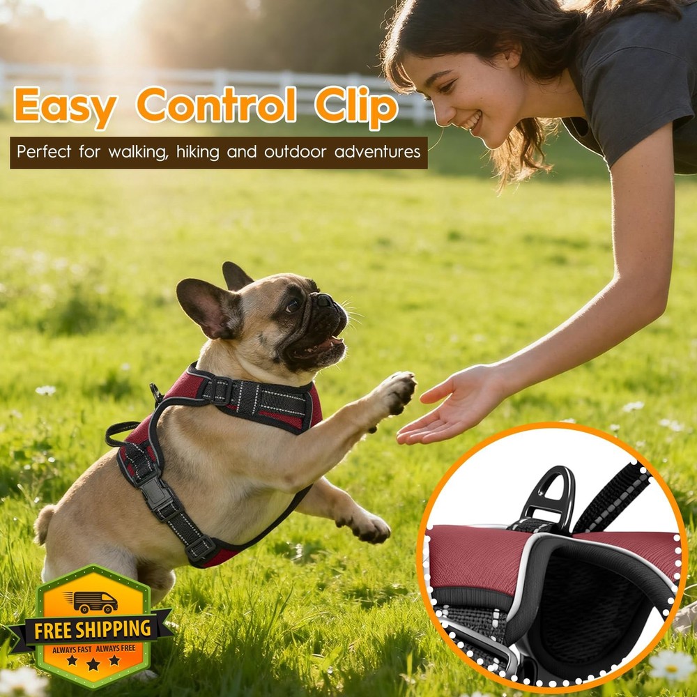 No Pull Dog Harness Reflective Padded Vest Easy Control Handle M/L