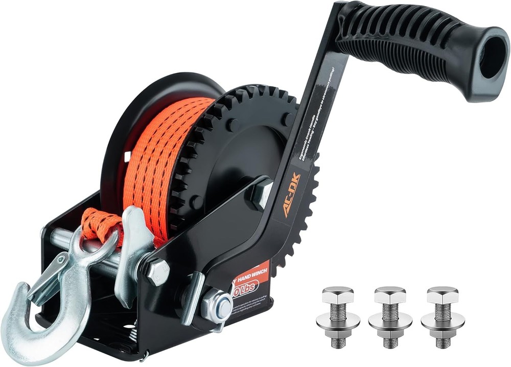 Heavy Duty Hand Crank Trailer Winch With Strap