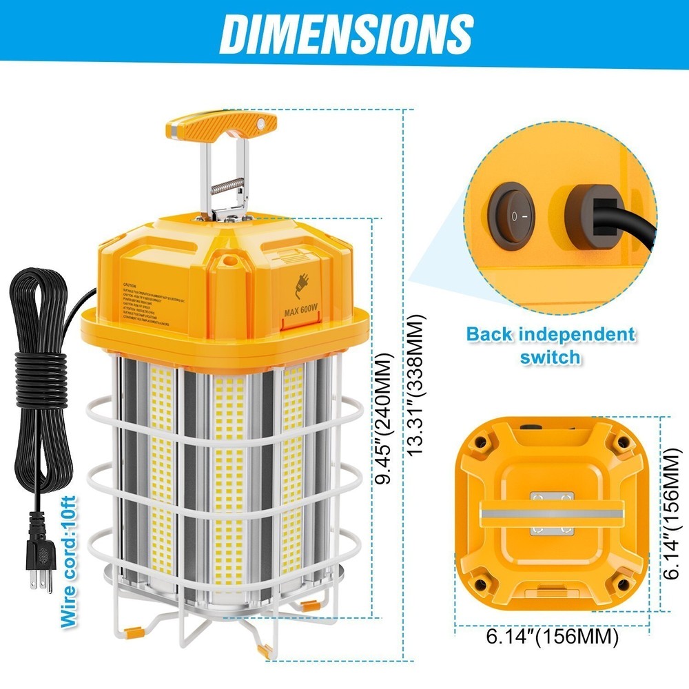 2-Pack 150Watt LED Temporary Work Light Fixture Construction Job Site Work Light