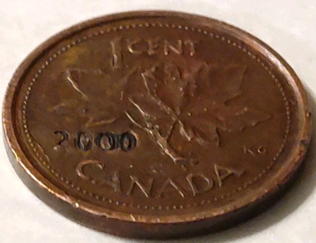 2000 Canadian Penny Error Date Strike Error