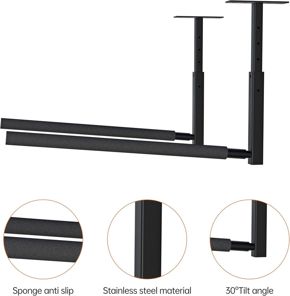 Adjustable Ladder Ceiling Rack, Kayak Overhead Garage Storage Black
