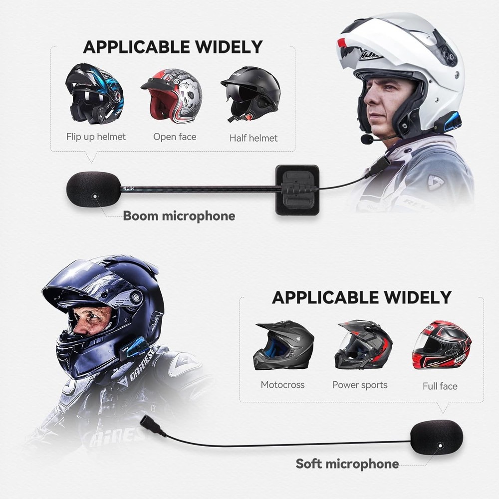 LEXIN B4FM Motorcycle Bluetooth Headset, 10 Riders Helmet Bluetooth Intercom, Un