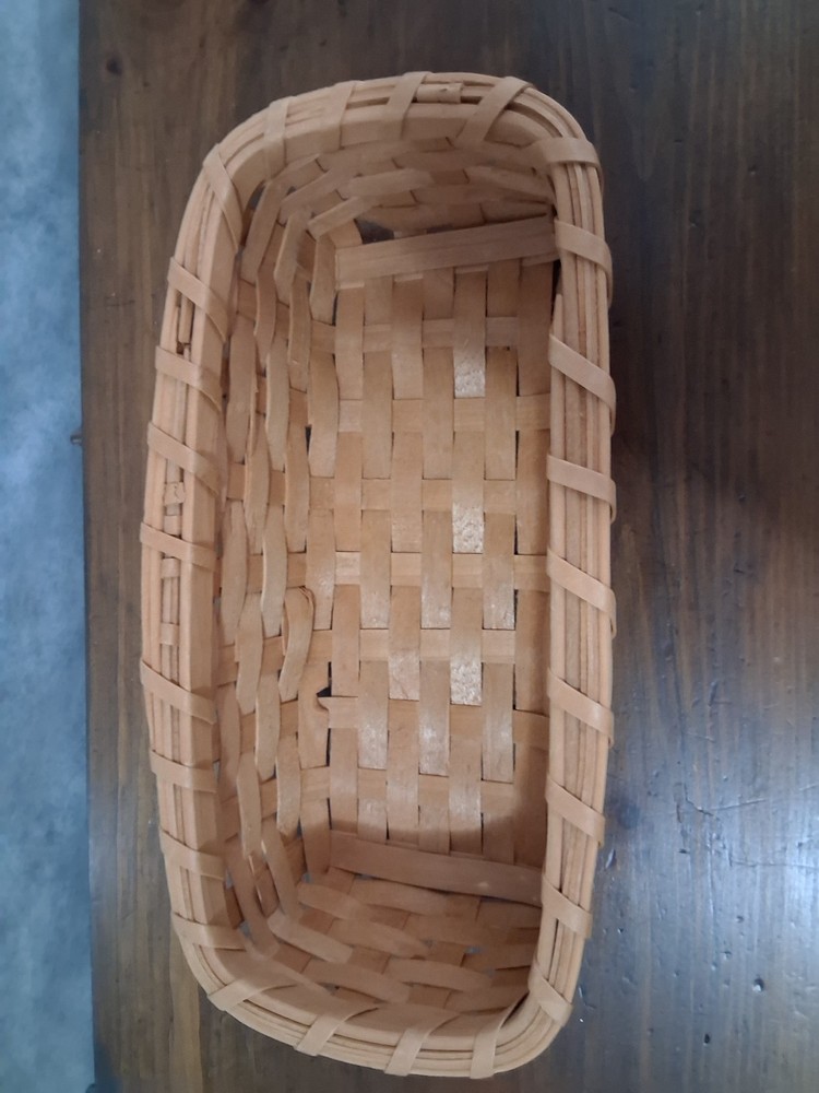 Rectangular Woven Wood Basket Small Brown Traditional Indoor