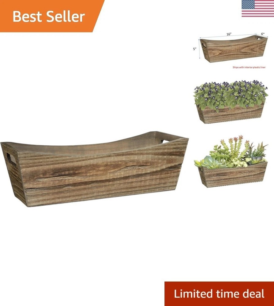 Wood Window Box - Handled Buffalo Brown