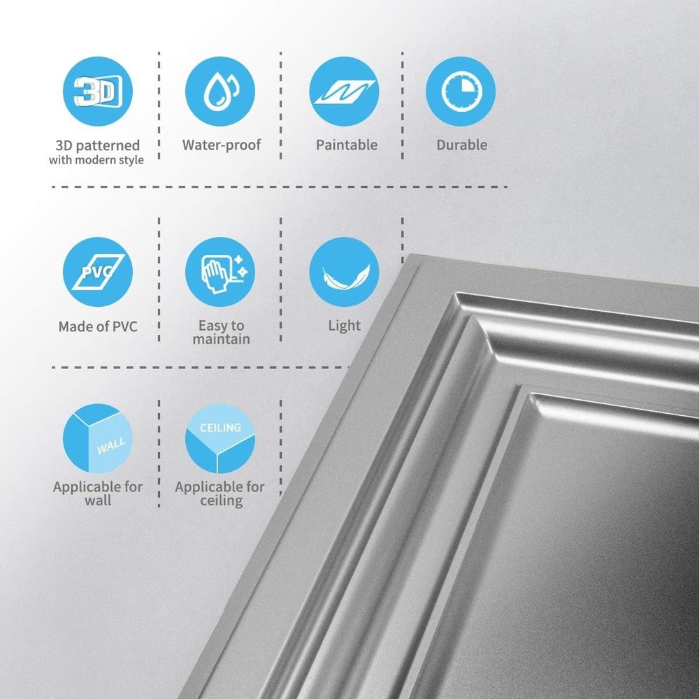 Eco-Friendly White PVC Ceiling Panels 12-Pack