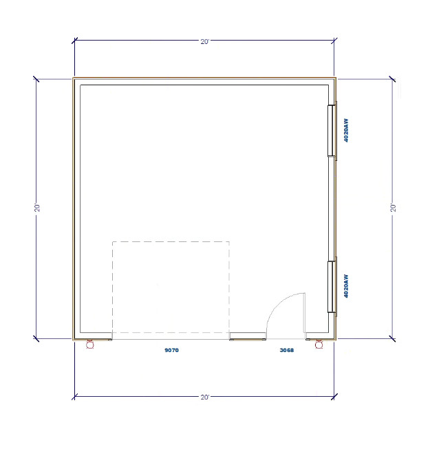 Double Car / 2 Car Garage Plan / Architectural Blueprints - 20 x 20