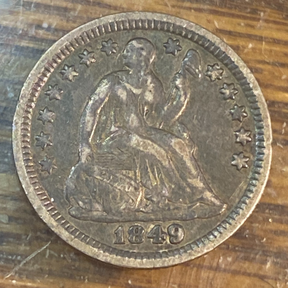 1849 Half Dime Super Original XF CHRC