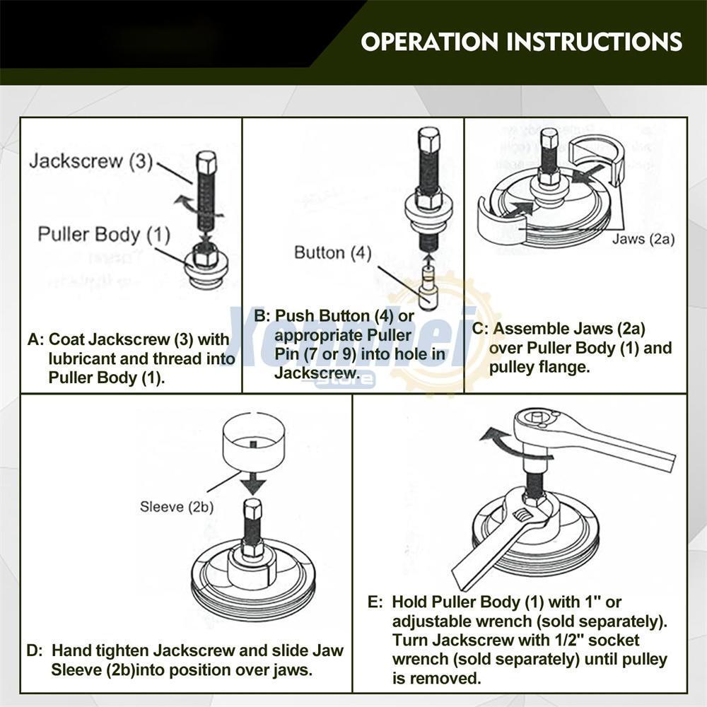 13Pcs Power Steering Pump Pulley Puller Remover & Alternator Installer Tool Kit