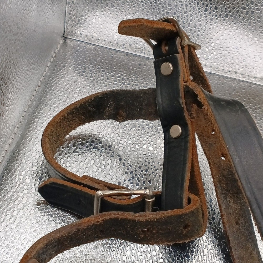 Vintage Vented Black Leather Dog Muzzle with Buckle Straps