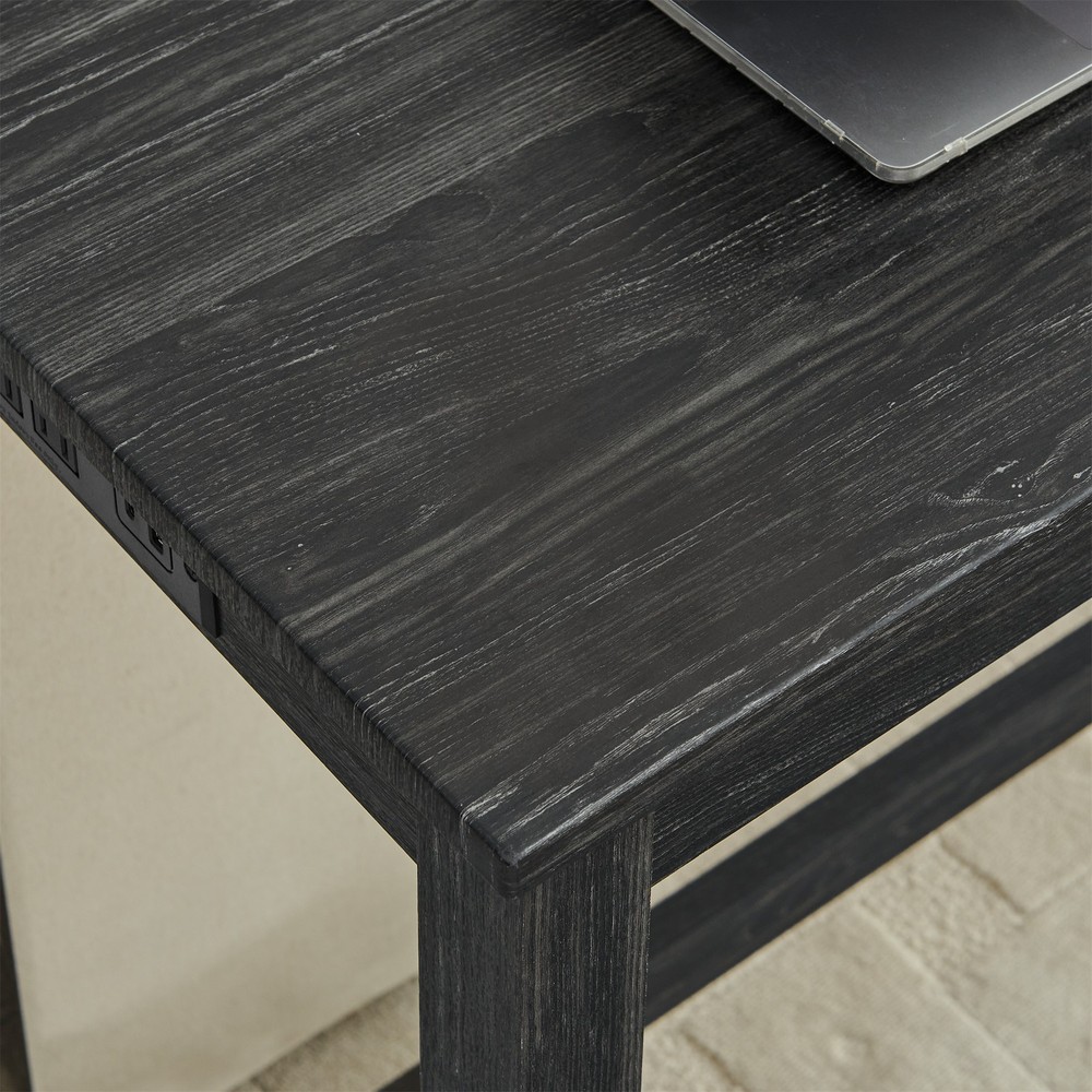 A 4-piece set, a sofa table with power sockets, and 3 upholstered stools