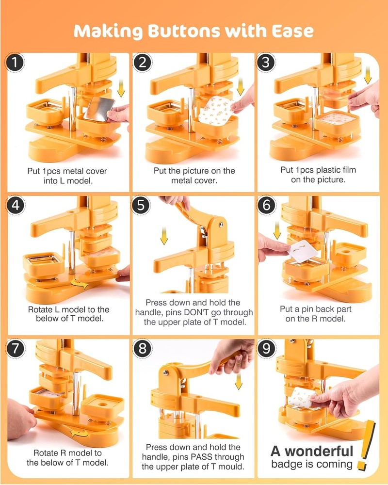 Button Maker Machine 50mm 1.97 inch Fridge Magnet Button Maker Kit with 50pcs