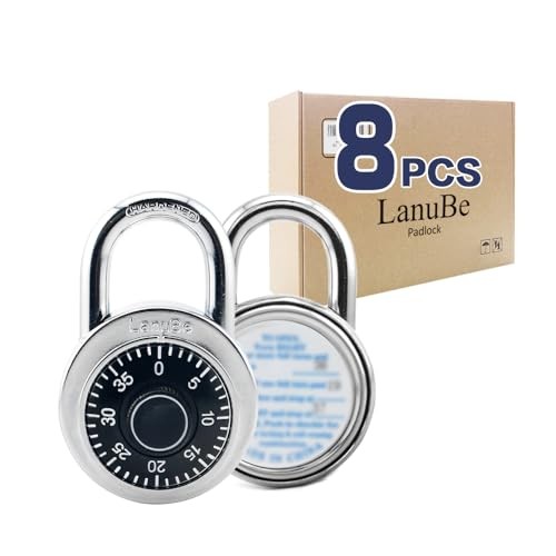 Lock Standard Dial Combination Lock 2 in. Wide, with Different Black 8pack