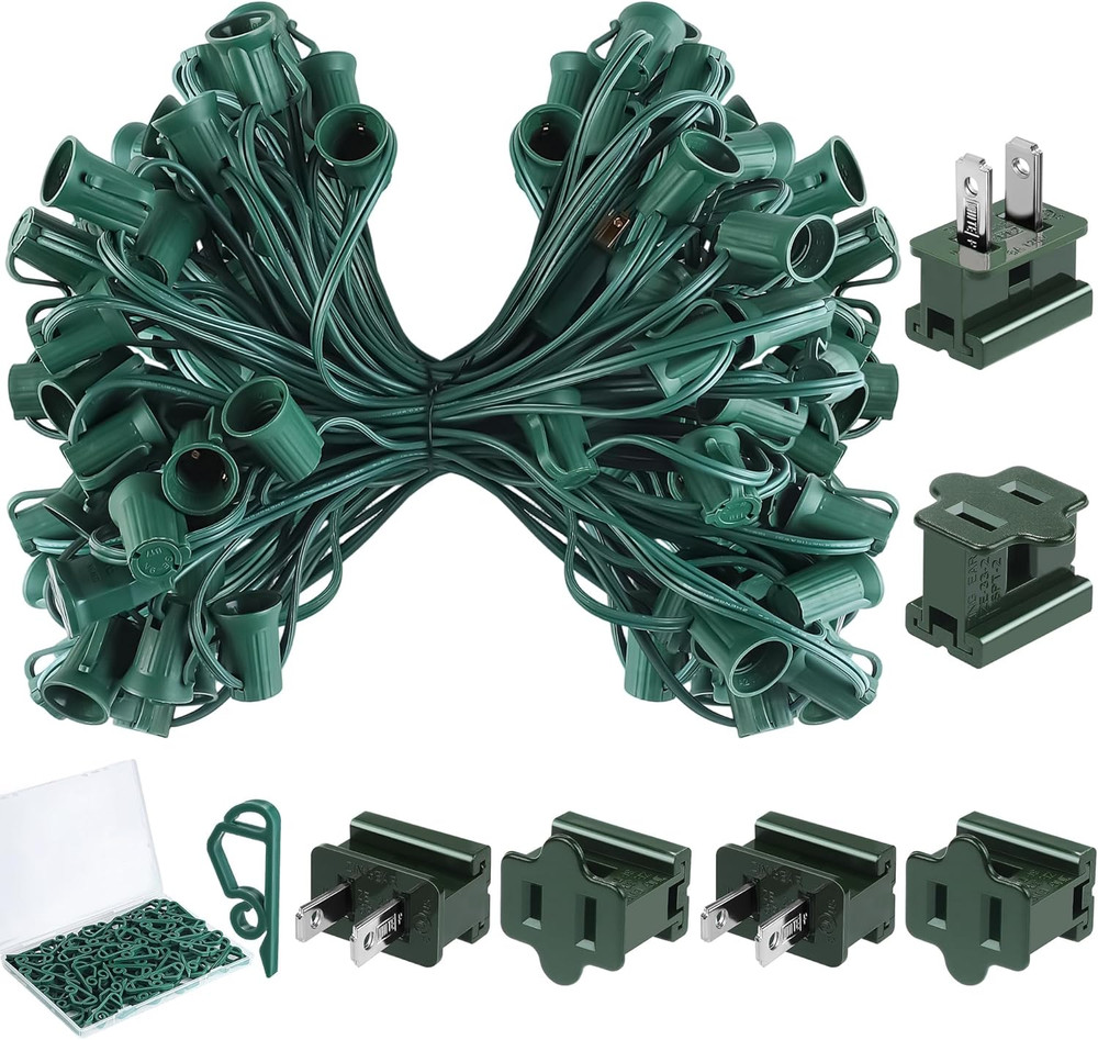 50 Ft C9/E17 Christmas Light Sockets Set Outdoor UL Listed String Light Include