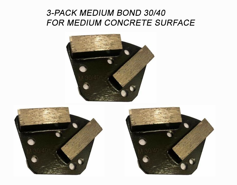 3-Pack! Diamond Grinding Discs For Bolt-on Grinder for Medium Surface Grit 30/40