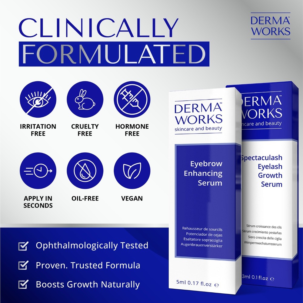 DERMAWORKS Eyelash Growth & Eyebrow Growth Serum Set Longer Lashes Thicker Brows