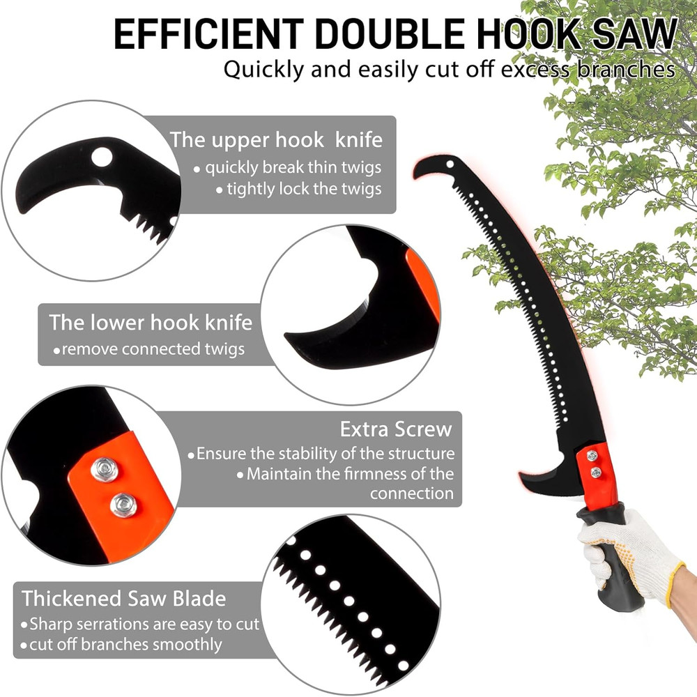 Telescoping Pruning Pole 7-24FT - Manual Tree Trimmer with Extension Pole