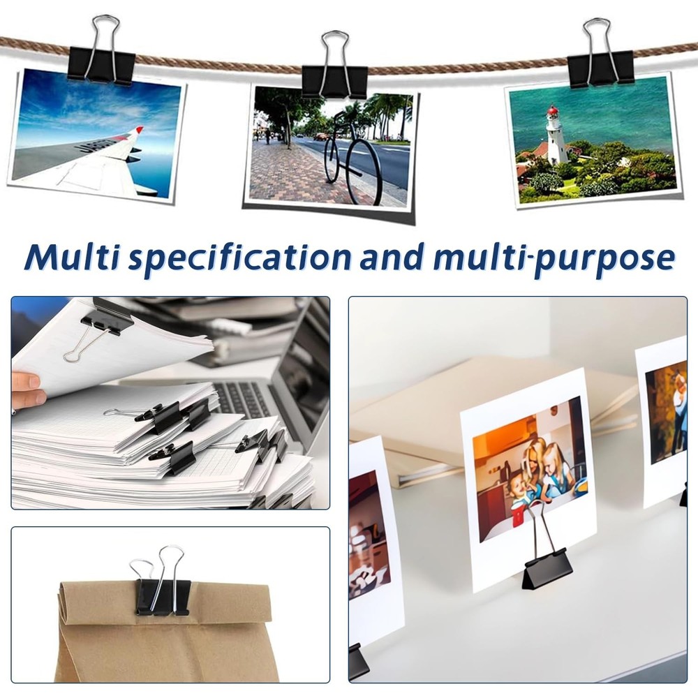 Medium Binder Clips, 72Pack, 1inch, Black Paper Medium,